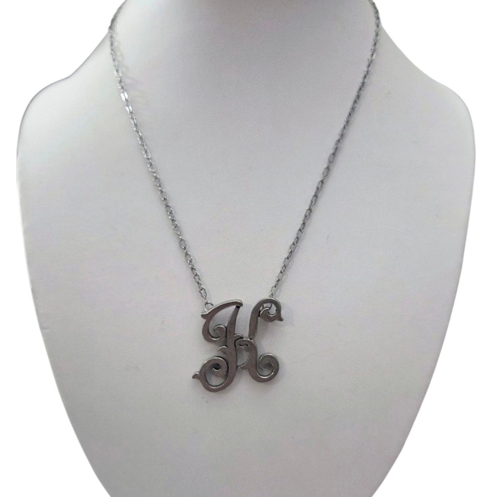JK‎ by Thirty One Monogram Initial K Pendant Necklace Silver Tone